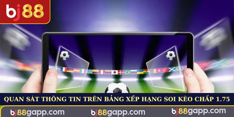 Quan sát thông tin trên bảng xếp hạng soi kèo chấp 1.75 chuẩn